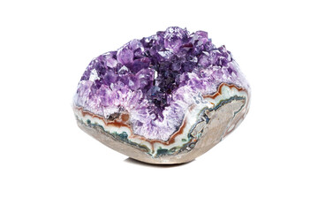 Amethyst Crystal Druse  macro mineral on white background