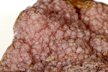 Macro stone cobalt calcite mineral on white background