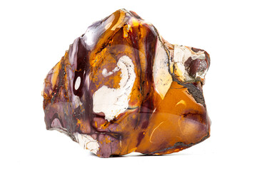 Macro stone mineral Mookaite Jasper on a white background