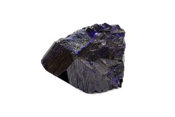 Macro stone mineral Azurite on a white background