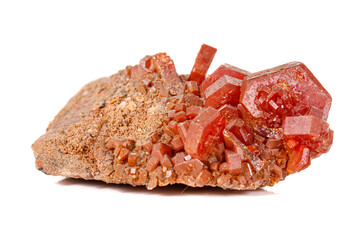 Macro Vanadinite mineral stone on white background