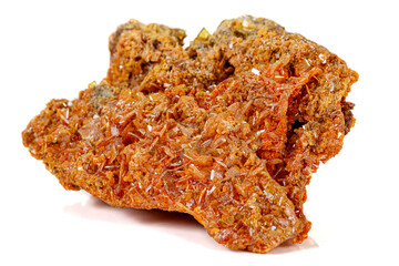 Macro stone mineral Wulfenite on a white background