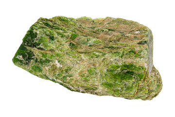 Macro Diopside mineral stone on a white background