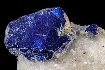 Macro of mineral stone Lazurite on a black background