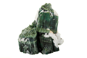 Macro tourmaline mineral stone on white background