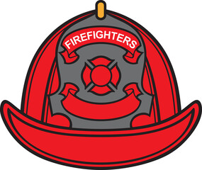 Fototapeta premium Firefighter Helmet Color Vector Illustration