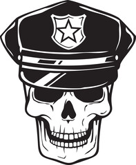 Police Officer Skull Vector Illustration