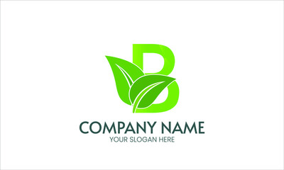 Initial letter b leaf logo design