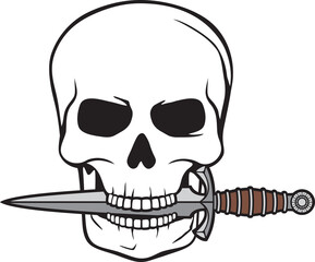 Skull and knife vector illustration