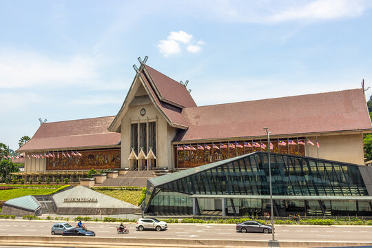 Kuala Lumpur, Malaysia - March 14, 2019: View on main entrance to the National Museum of Malaysia in Kuala Lumpur.