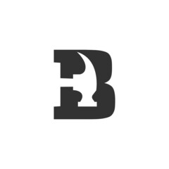 Letter B Hammer Logo, Vector Illustration