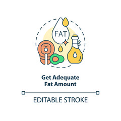 Get adequate fat amount concept icon. Pregnancy diet abstract idea thin line illustration. Healthy fat intake. Getting omega fatty acids. Vector isolated outline color drawing. Editable stroke