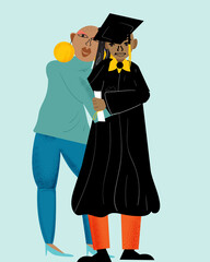 Woman with her graduate son 