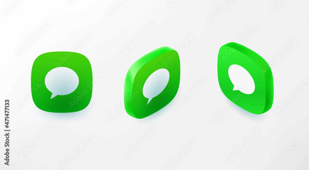 Poster Speech balloons icons set in perspective. Vector 3d style app icons