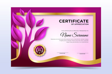 Pink and purple Environmental certificate template
