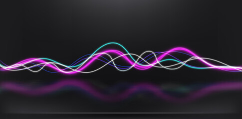 Impulse waves of neon glow. Vector illustration