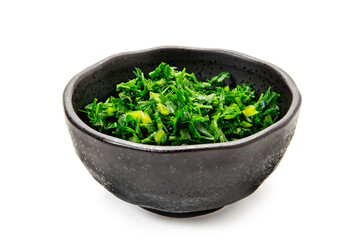 千切りにして茹でた沖縄島ニンジンの葉