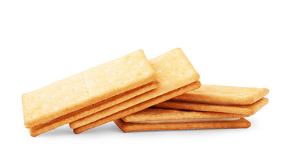 A stack of salt cracker on a white background