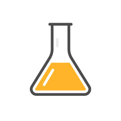 Laboratory beaker icon test tube. Chemistry experimental logo lab bubble vector icon