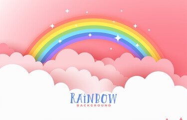 cute rainbow and clouds pink background design