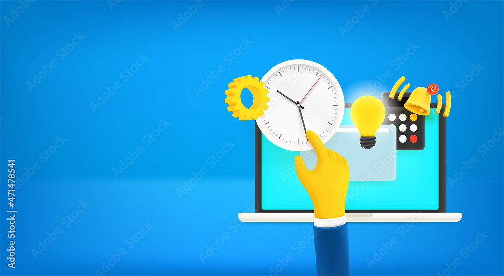Poster time management concept. vector banner with copy space