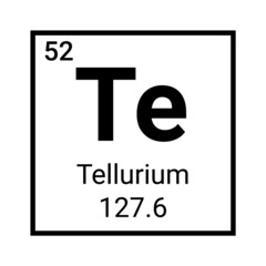 Tellurium periodic table chemistry icon. Tellurium school atomic chemical element
