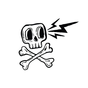 cross bone with hand drawing style free vector illustration