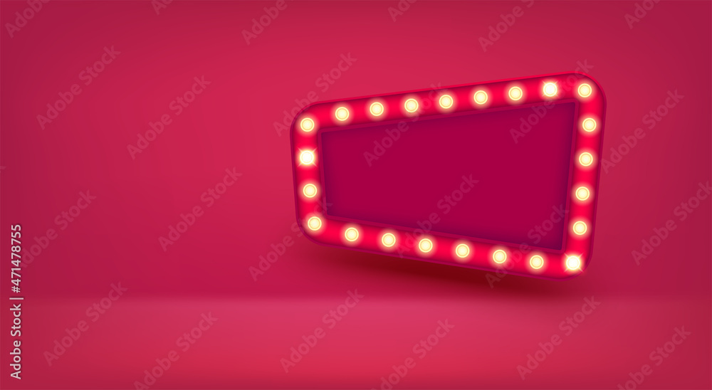 Aufkleber frame with lightbulbs. vector banner with copy space