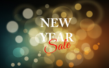 Happy new year sale lettering blurred background