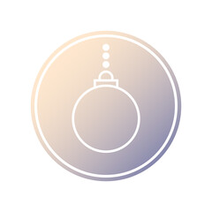 Round toy for a festive Christmas tree. The linear icon has a white outline. Silhouette of a ball in a gradient circle. 