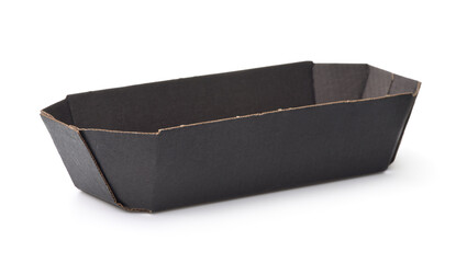 Empty disposable black paper fast food tray
