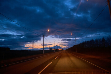 Traffic on the highway at night