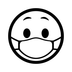 Smiley face with mask. Emoji icon vector. Emoticon sign. Positive emotions. Vector illustration.