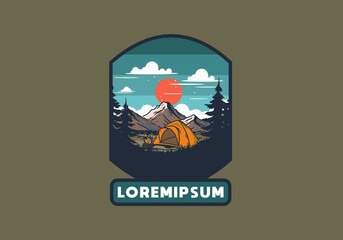 Dome tent camping illustration graphic