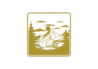 Dome tent camping illustration graphic