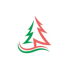 Christmas Tree icon flat design template