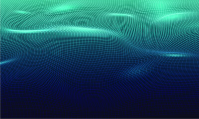 Technology digital wave background concept. Beautiful motion waving dots texture with glowing defocused particles. technology background.