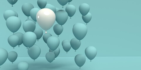 One out unique floating balloon concept - 3D render