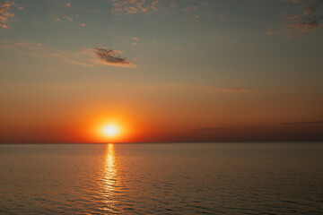 landscape sunset sun over the sea