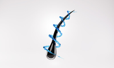 Nourish hair of shampoo or serum. Repair damaged hair. 3d rendering. 