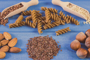 Natural ingredients containing magnesium, vitamins, minerals and dietary fiber. Healthy nutrition