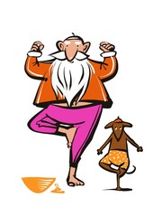 Weihnachtsmann macht Yoga