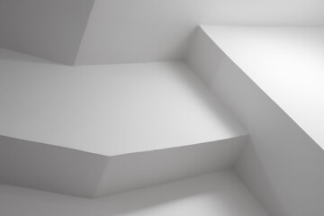 Abstract minimal interior background, white shapes