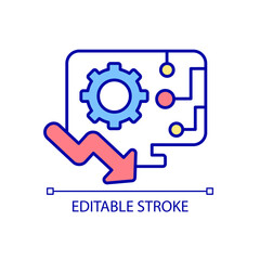 Obraz premium System performance slowness RGB color icon. Decreasing computer performance. Low processing power. Experiencing problems. Isolated vector illustration. Simple filled line drawing. Editable stroke