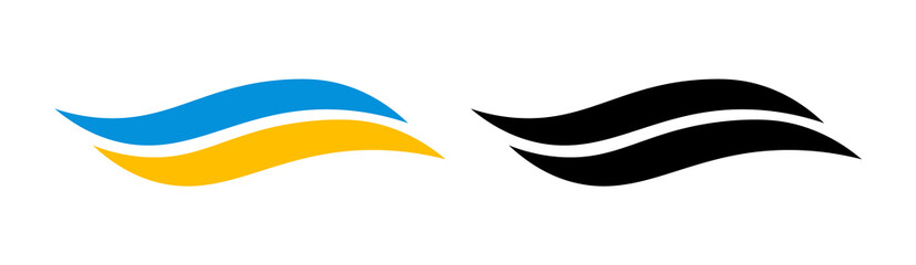 Waves swoosh water abstract logo template. Tribal shape wavy swoosh clean element