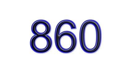Fototapeta premium blue 860 number 3d effect white background