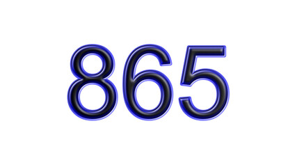 blue 865 number 3d effect white background