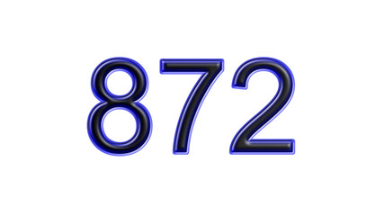 blue 872 number 3d effect white background