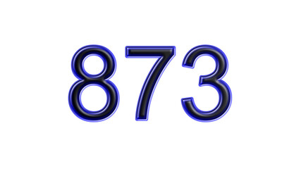 blue 873 number 3d effect white background