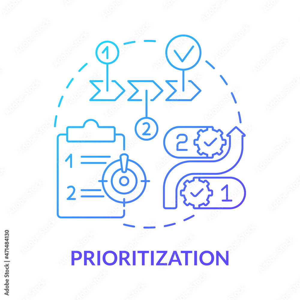 Wall mural prioritization blue gradient concept icon. online entrepreneur skill abstract idea thin line illustr